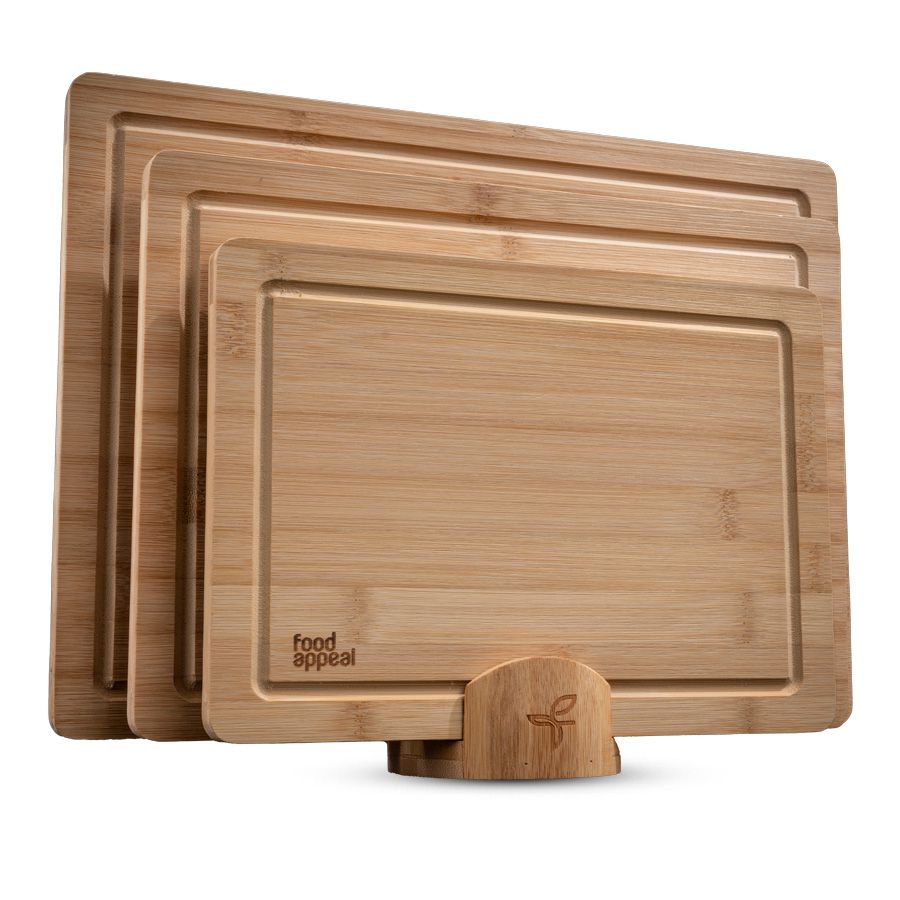 מארז מתנה - 3 לוחות חיתוך BAMBOO + סטנד