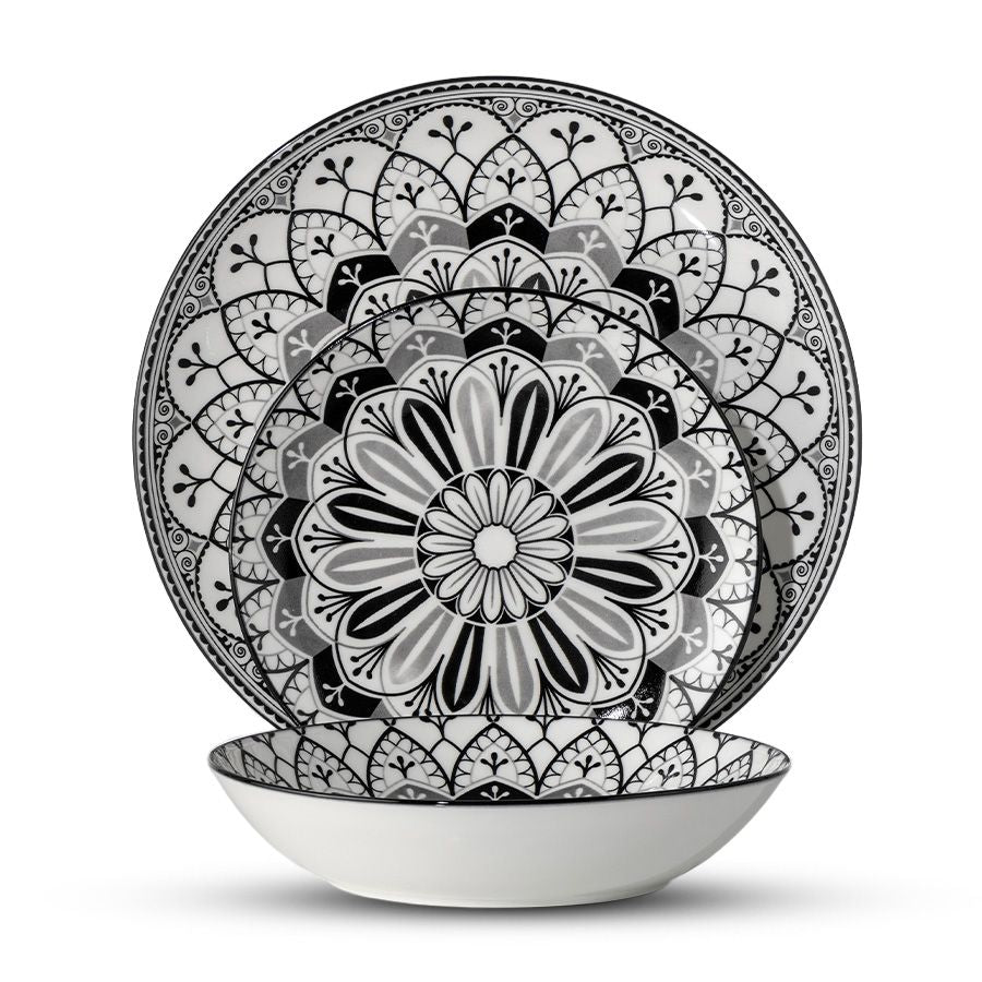 סט צלחות 18 חלקים TANGIRA פורצלן שחור מבית Food appeal