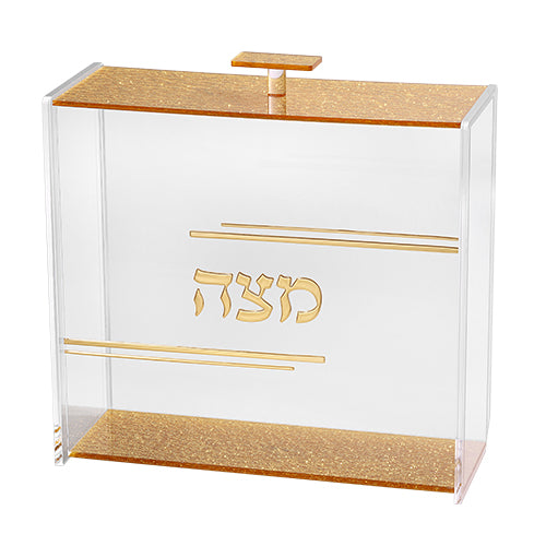 כלי למצה - פרספקס אקריל שקוף עם נצנצים 21x23 ס"מפסח