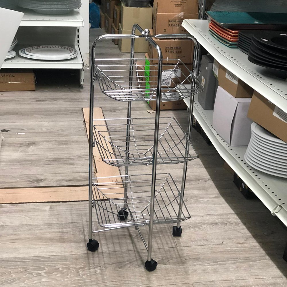 מעמד לירקות ניקל 3 קומות - סלסלה מרובעת