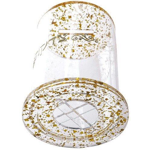 קופת צדקה - פרספקס נצנצים זהב 12.5*10.5 ס"מ