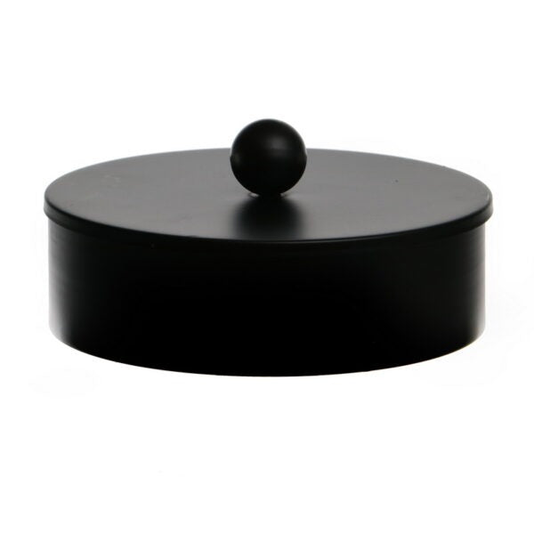 קופסא עגולה - מתכת שחורה קוטר 20.5 גובה 10.2 ס”מ