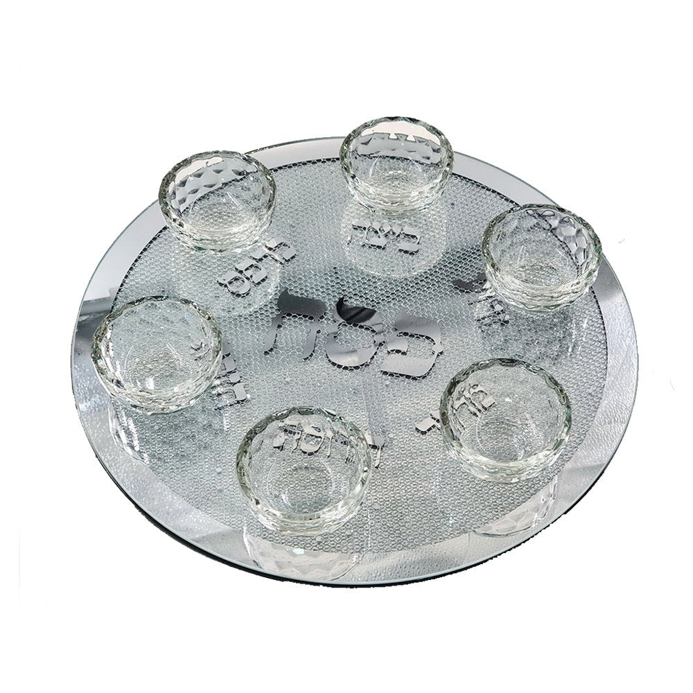 מגש קערה לפסח – זכוכית סליל כסף