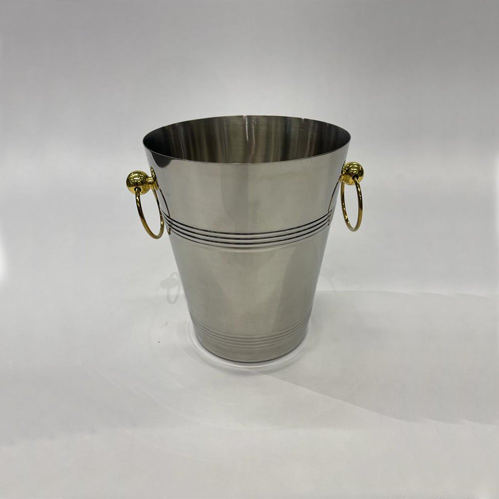 דלי קרח שמפניירה נירוסטה - ידיות זהב