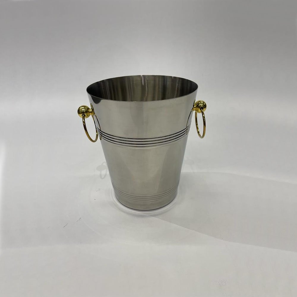 דלי קרח שמפניירה נירוסטה - ידיות זהב