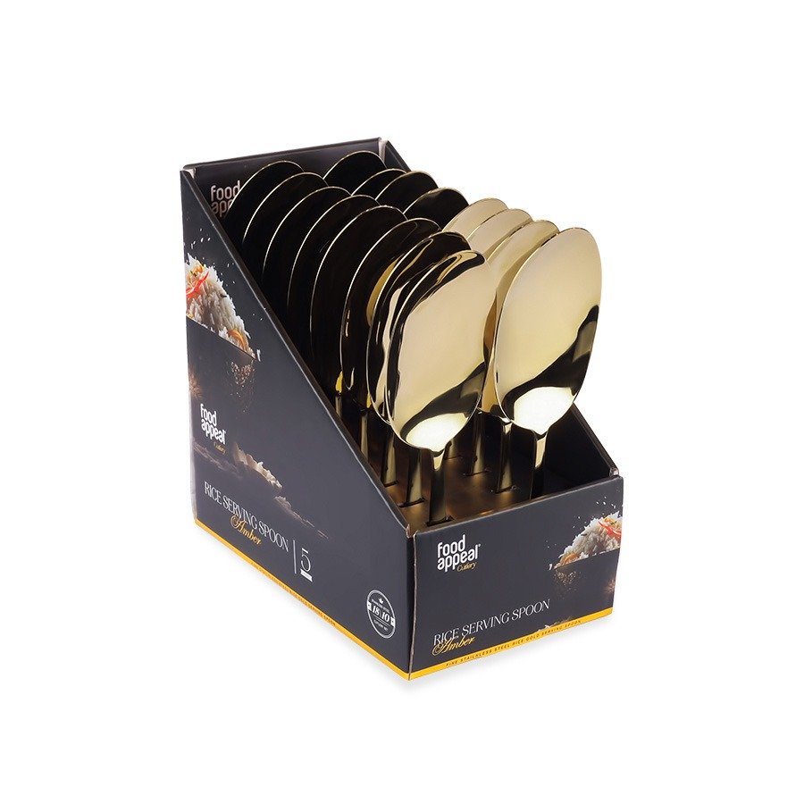 כף אורז מנירוסטה איכותית בגימור שמפניה-זהב AMBER