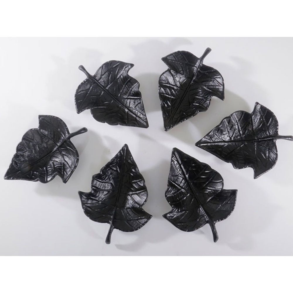 קערית מתכת - עלה מקומר שחור 12*17 ס”מ לפיצוחים ומתוקים