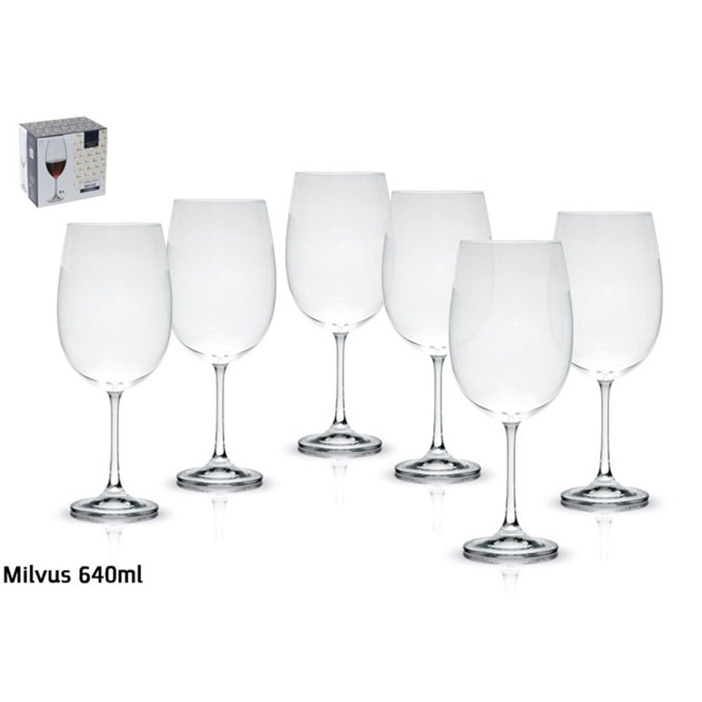 סט 6 כוס יין - 640 מ"ל דגם MILVUS קריסטל בוהמיה