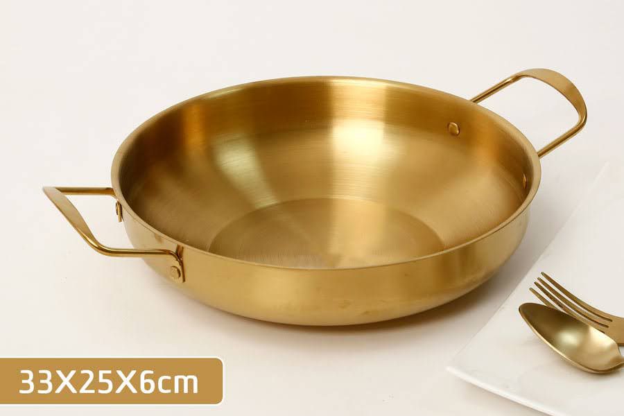 מחבת הגשה נירוסטה זהב 2 ידיות - 25X6 ס"מ