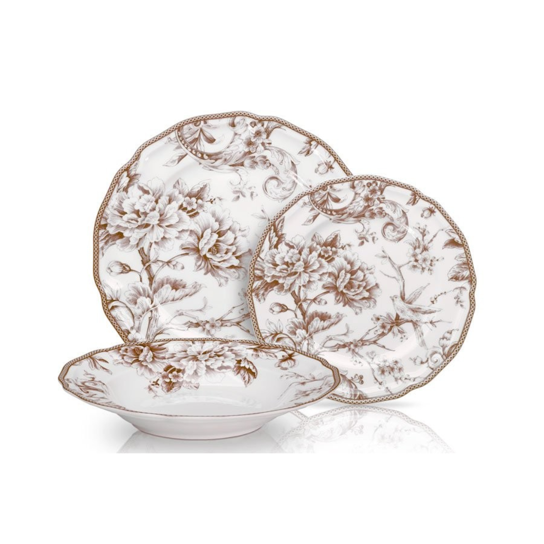 סט צלחות 18 חלקים - פורצלן אדמה BONE CHINA LIMOGE