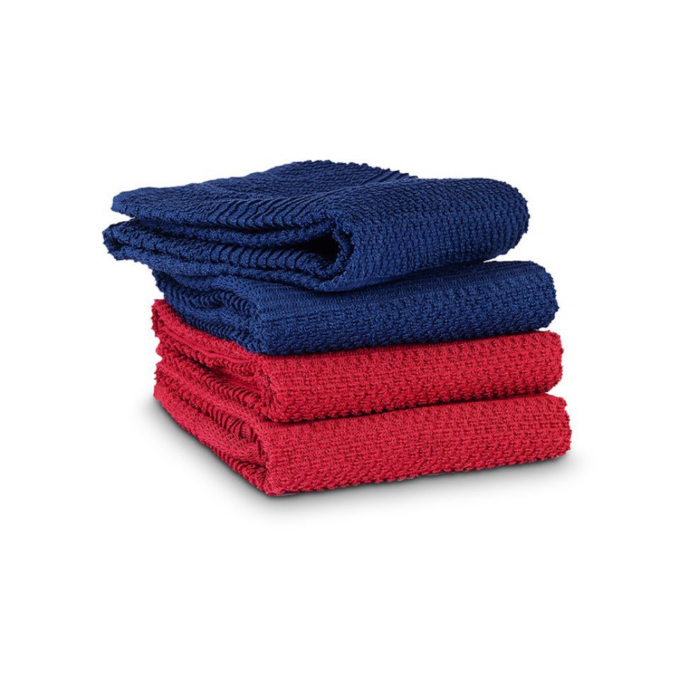 סט 2 מגבות מטבח 100% כותנה טרי אדום/כחול 70X50 ס"מ