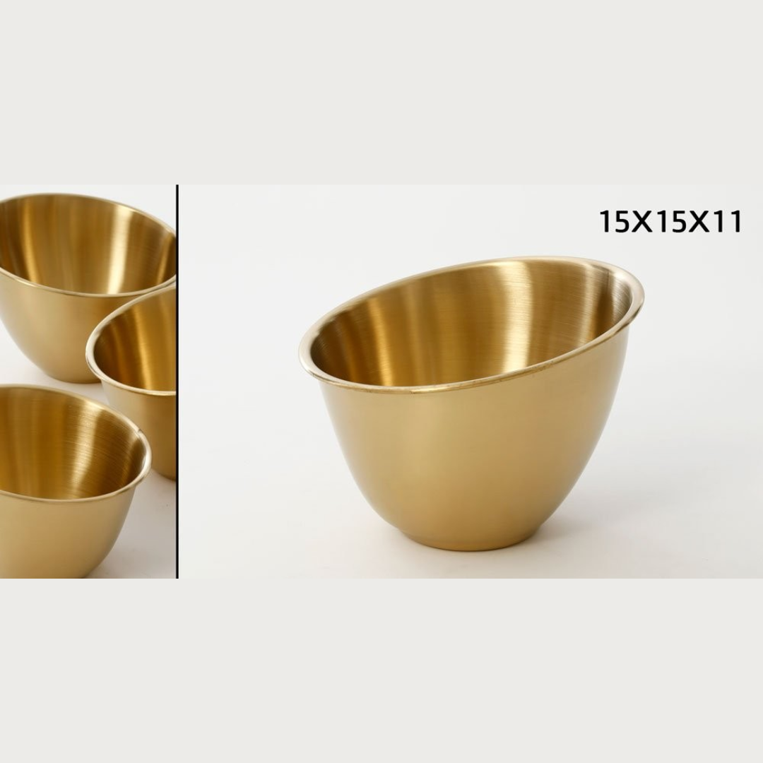 קערת הגשה נירוסטה זהב 15X15X11 ס"מ