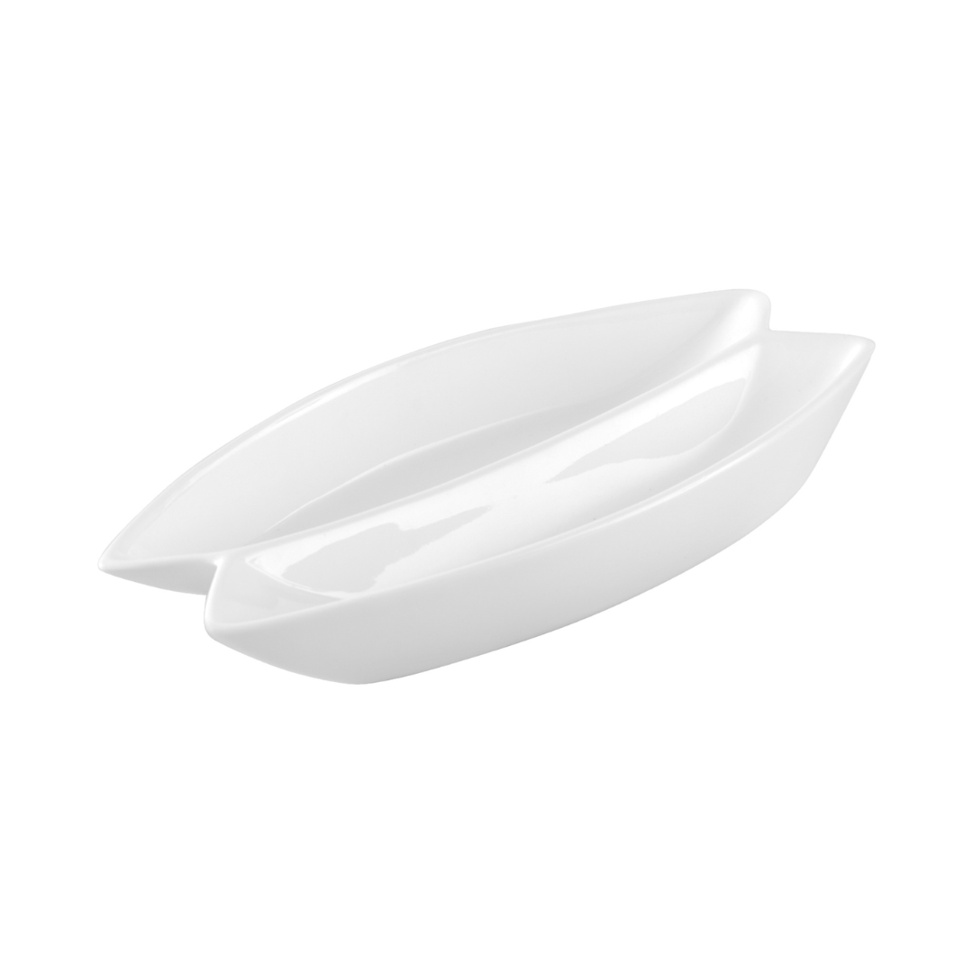 סט 2 קנו מחובר פורצלן לבן 18X8 ס"מ יגואר