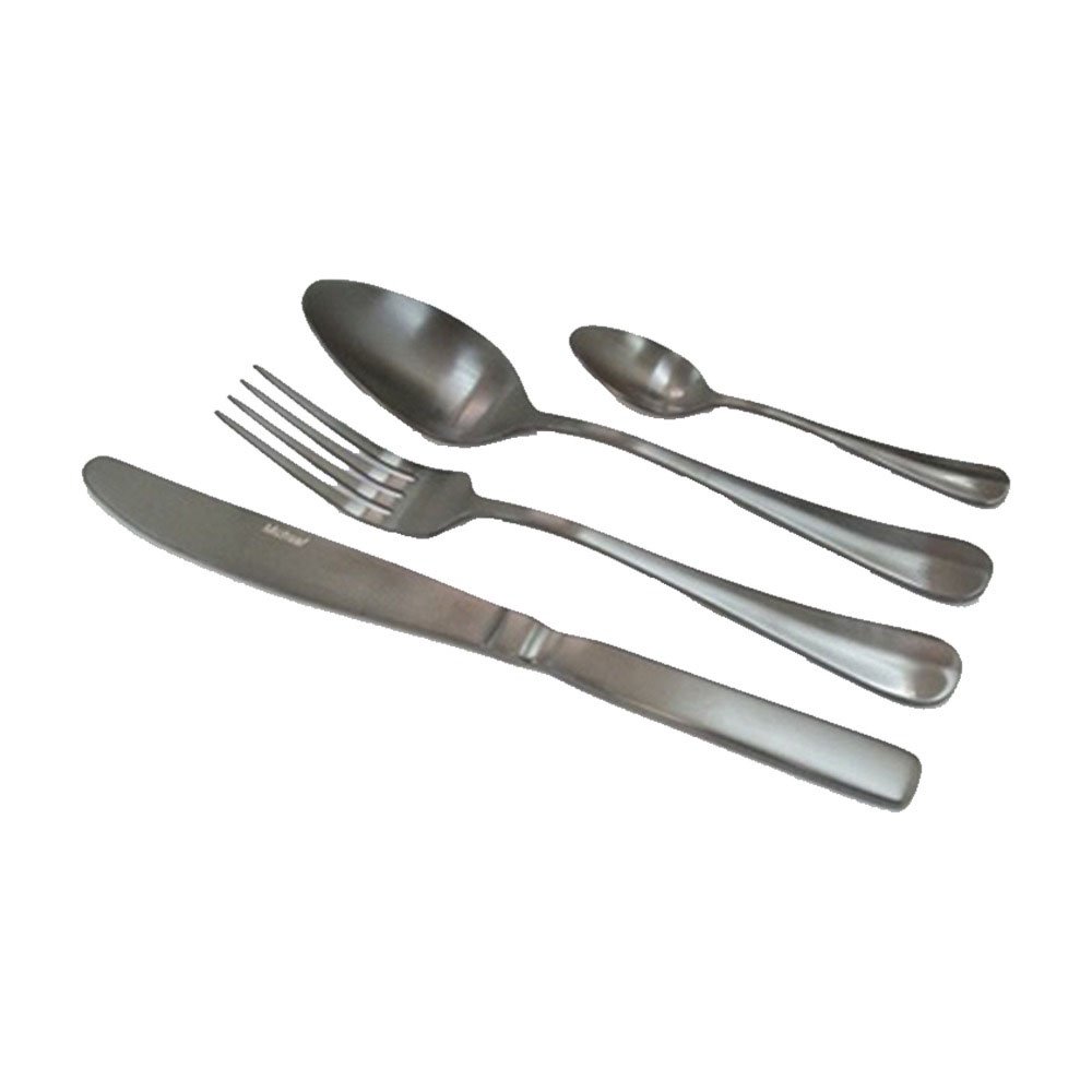 סט 12 סכיני שולחן - דגם באגט שחור מט מכסף