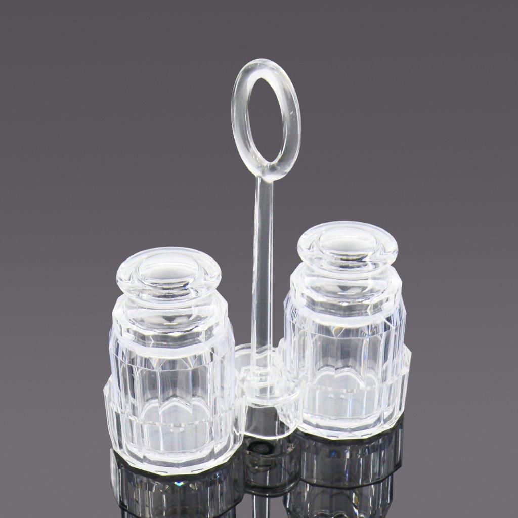 סט 2 מלחיות אקריל 65 מ"ל + מעמד מרובע