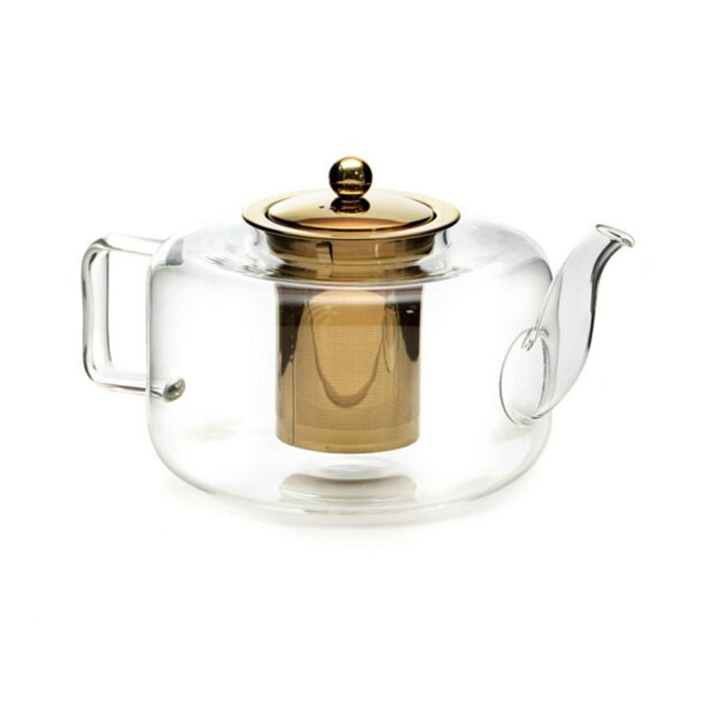 קומקום תה זכוכית 2 ל’ – מכסה/מסנן זהב