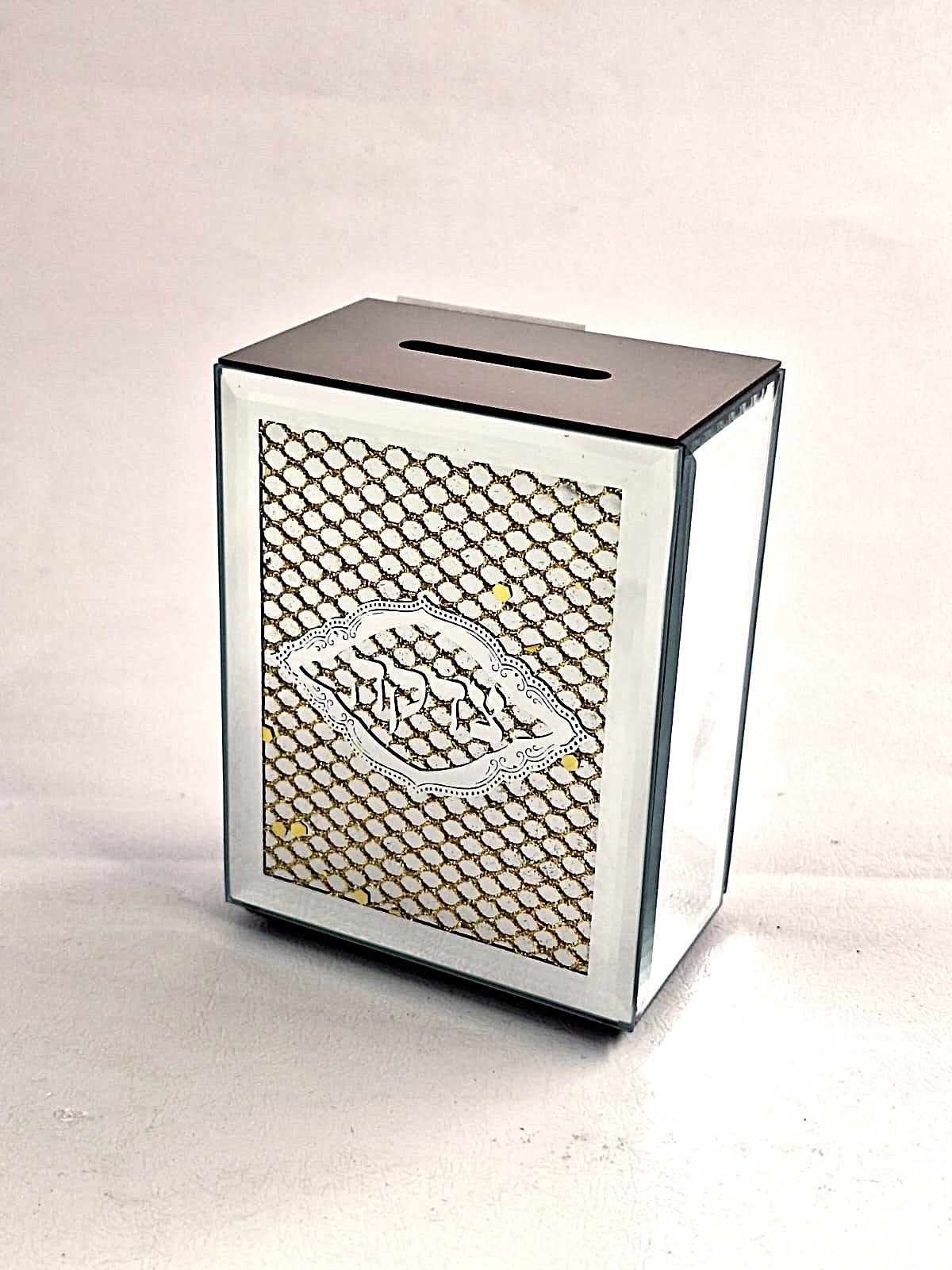 קופת צדקה - סליל זהב מכסה עץ 7.5X10 ס"מ