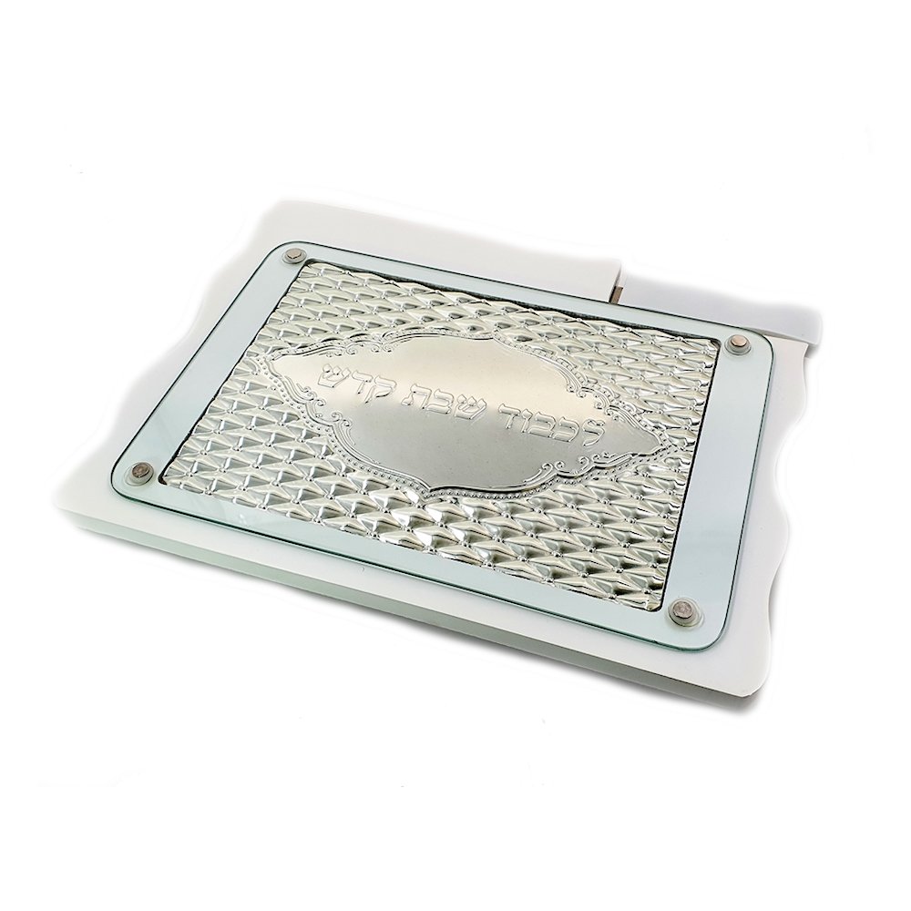 מגש חלה עץ חלה + סכין דגם מעוינים