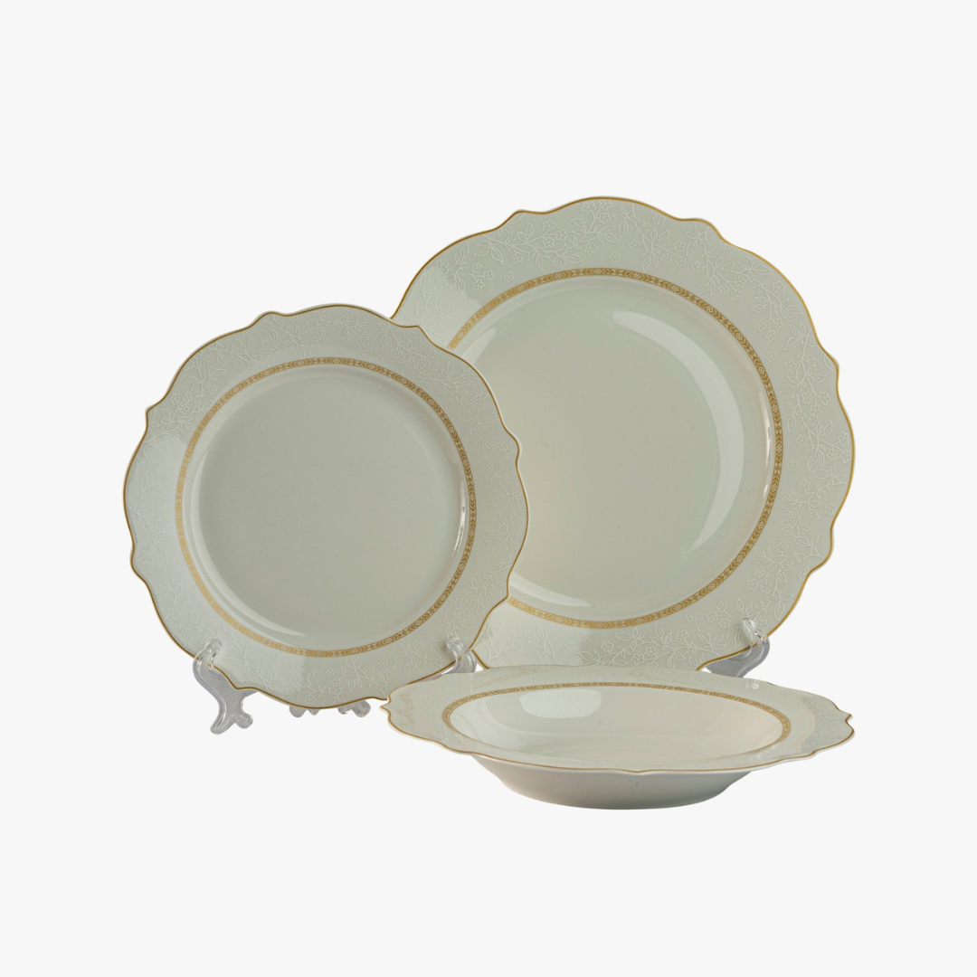 סט צלחות 18 חלקים - פורצלן גולדי קולקשיין