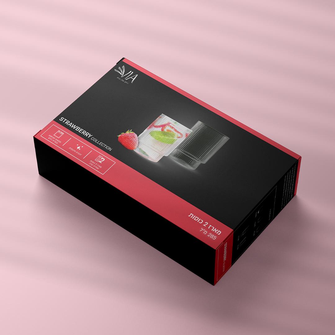 סט 6 כוס שתייה קרה - דגם פסים 285 מ"ל