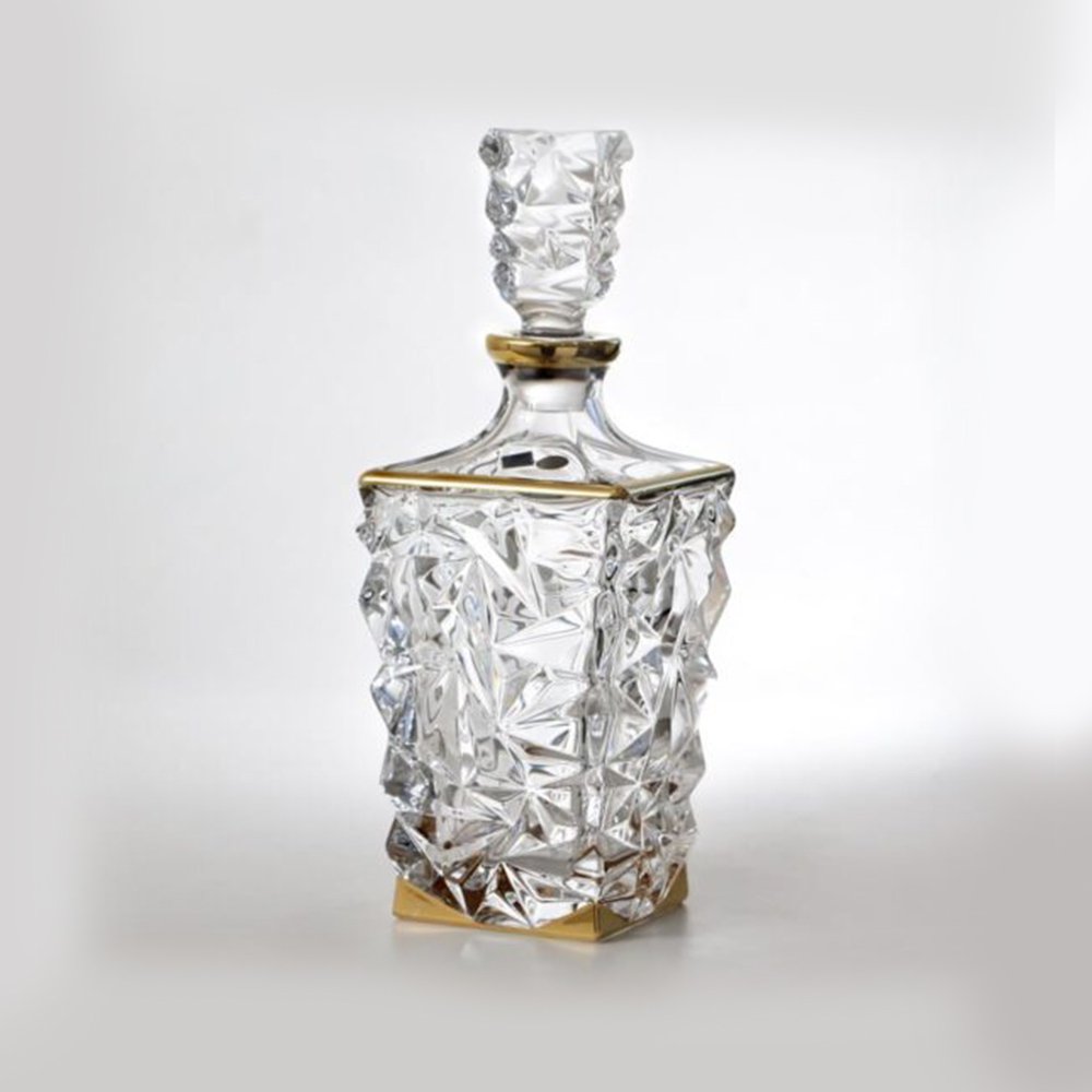 דיקנטר וויסקי - 0.9 ל’ דגם גלאסיאר זהב קריסטל בוהמיה