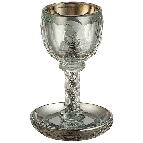 כוס קידוש - קריסטל מהודר "בבא סאלי" אבנים כסף 130 מ"ל