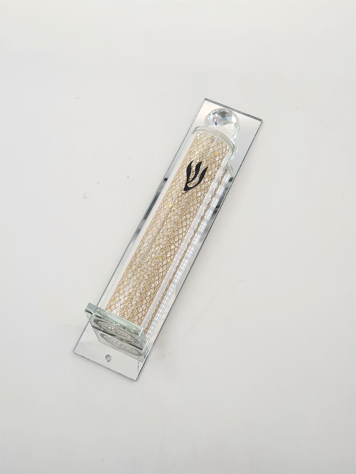 בית מזוזה - קריסטל סליל זהב 15 ס"מ