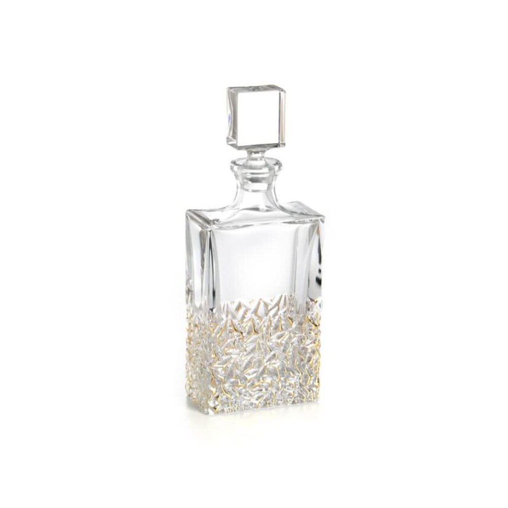 דיקנטר ויסקי -דגם ניקולט זהב שקוף משולב קריסטל בוהמיה