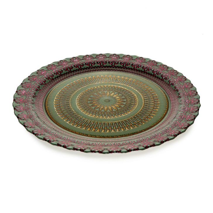 צלחת מנה עיקרית ברוז' סגול-זהב 28.5 ס"מ