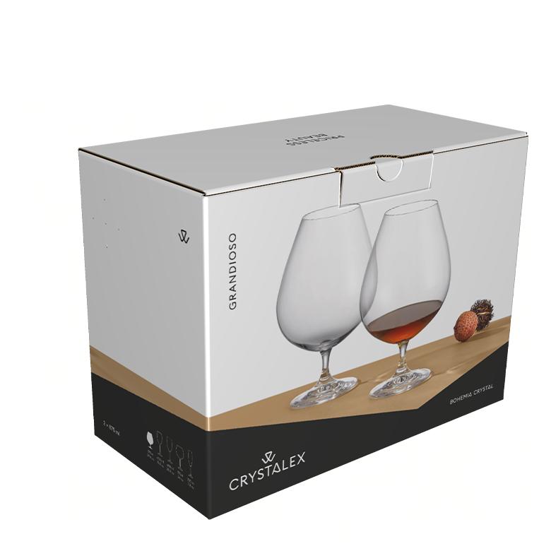 סט 2 כוסות קוניאק - קריסטל בוהמיה 875 מ''ל GENTELMAN