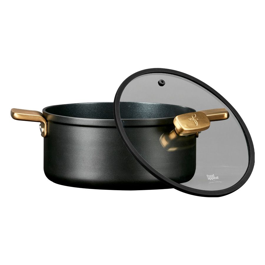 סיר 20 ס"מ ENIGMA NONSTICK שחור ידיות זהב