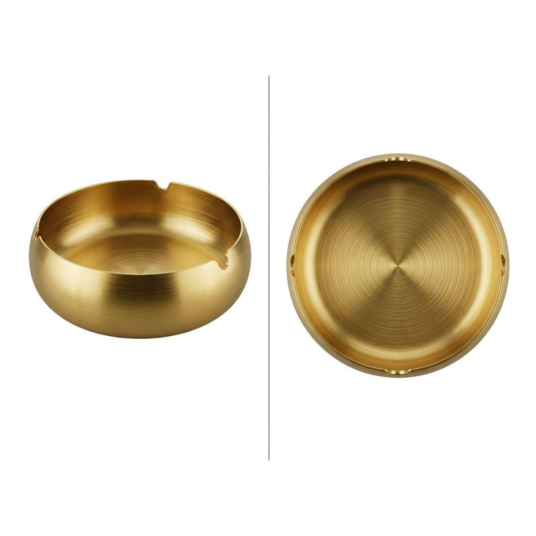 מאפרה - עגולה נירוסטה זהב 12X4 ס"מ