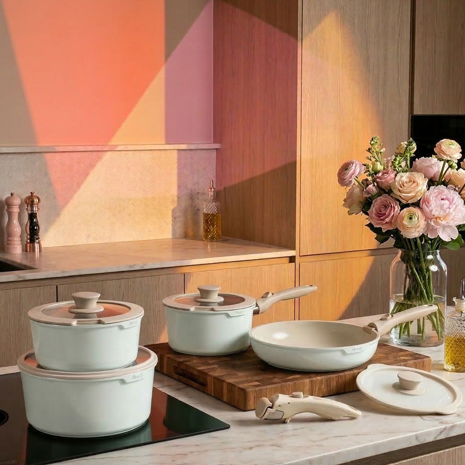 סט סירים 12 חלקים עם ידית נשלפת FLEXI מנטה מבית Food appeal