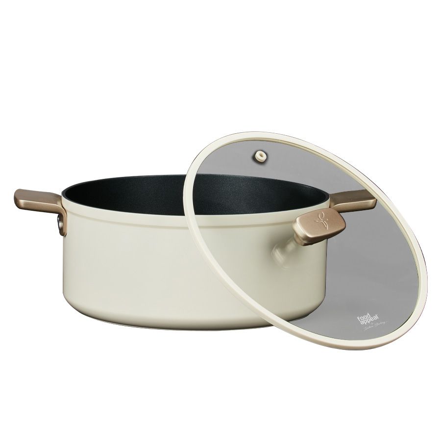 סיר 28 ס"מ ENIGMA NONSTICK קרם ידיות שמפניה