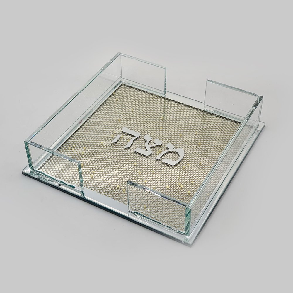 מגש מצה - קריסטל סליל זהב