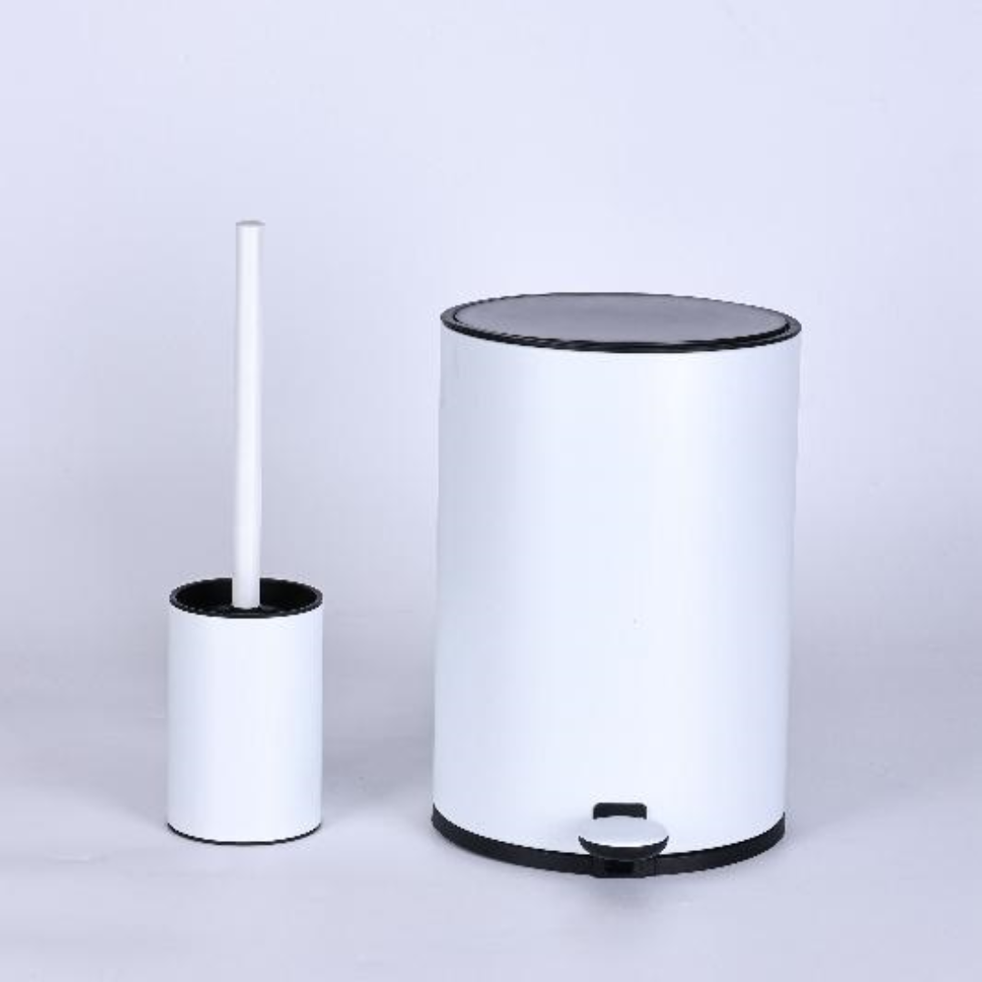 סט שירותים – פח 5 ל’ + מברשת אסלה לבן מט ALIN