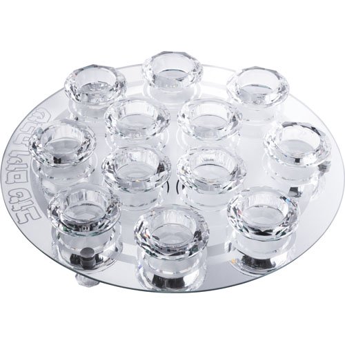 פמוט זכוכית - 12 פמוטי קריסטל מהודרים 33 ס"מ
