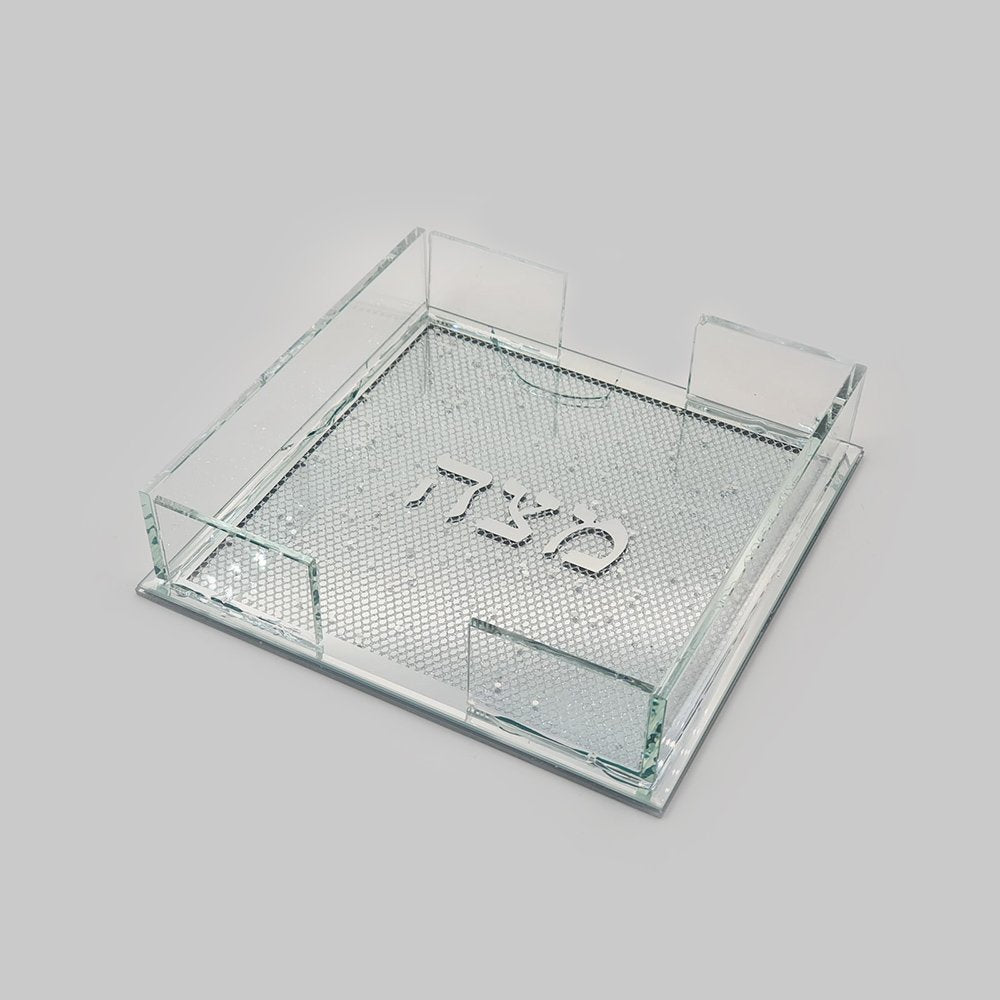 מגש מצה - קריסטל סליל כסף