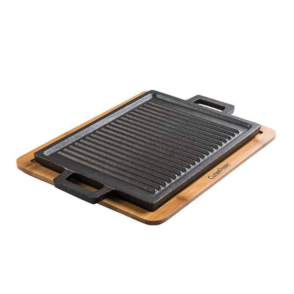 פלנצ'ה יציקת ברזל לטאבון עם תחתית במבוק 40X30X20 ס"מ CutterPeeler