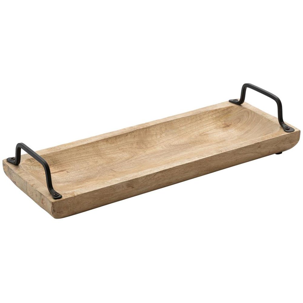 קרש עץ בהיר אובל מלבני עם 2 ידיות מתכת 40X15X7 ס"מ CUTTER PEELER 17602123