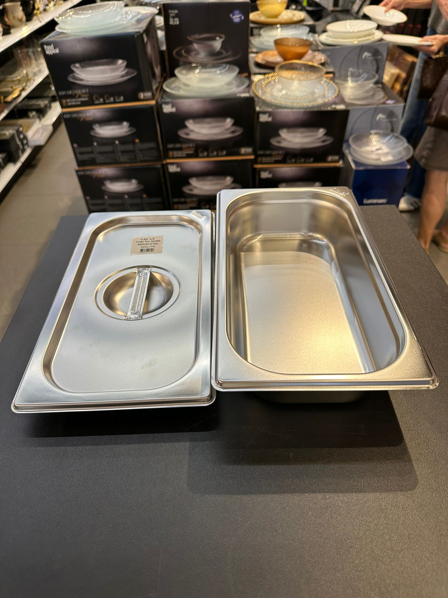 מארז אחסון וחימום - תבנית נירוסטה גסטרונום 1/3-6.5 + מכסה נירוסטה 1/3