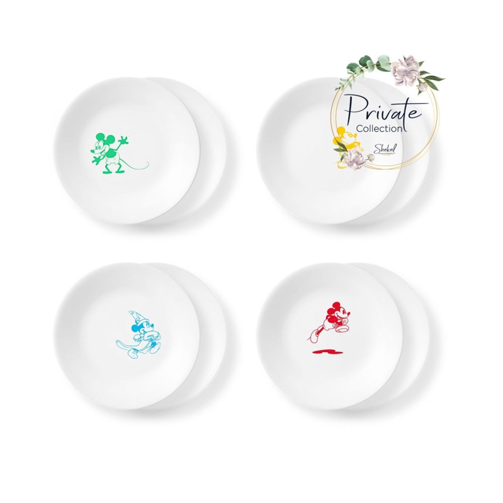 מארז 8 צלחות עוגה 17 ס"מ דגם Mickey מבית קורנינג corelle