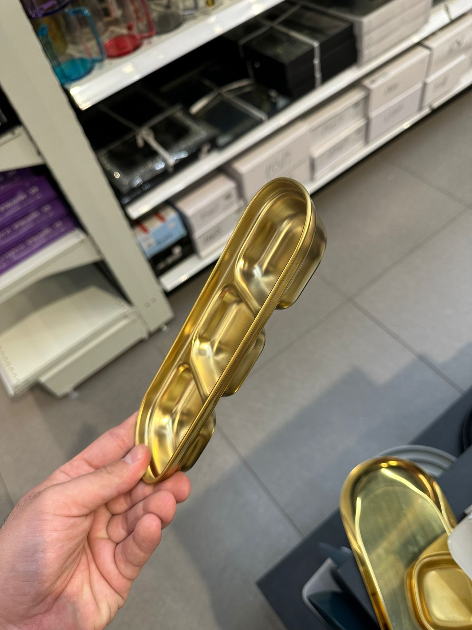 צלוחית למטבלים נירוסטה זהב מחולקת ל -3