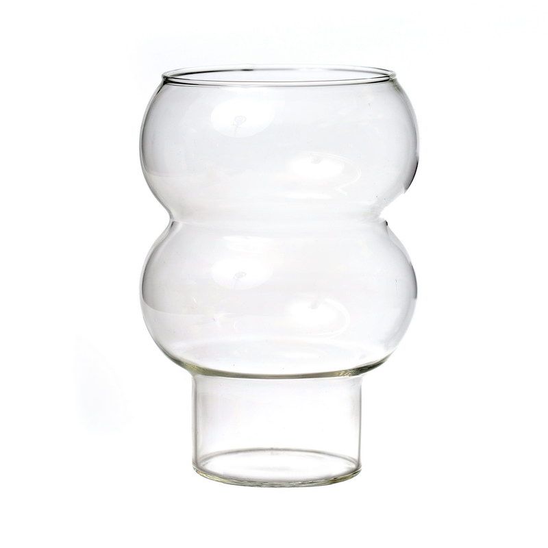 זוג כוס שתייה - זכוכית גלית שקופה 530 מ"ל