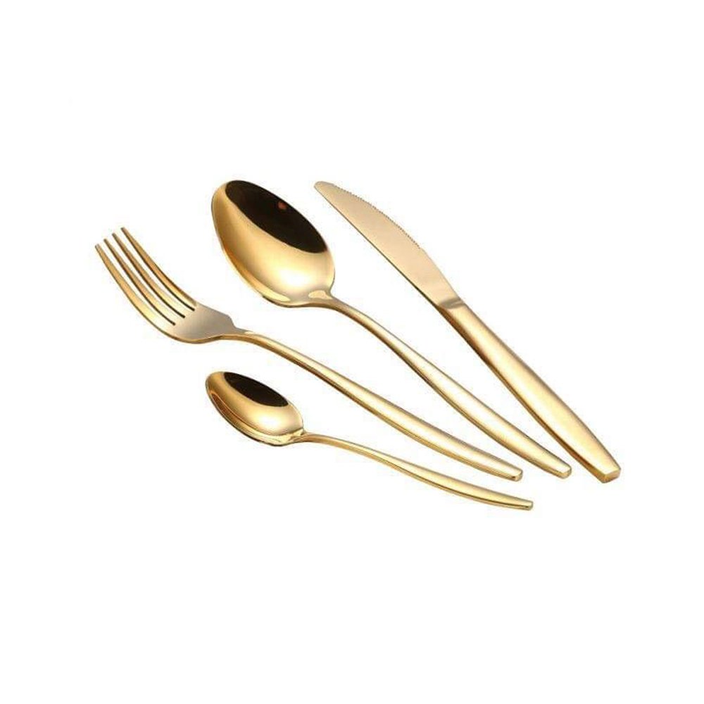 סט סכו"ם זהב מבריק 24 חלקים - דגם אריאל מבית מכסף