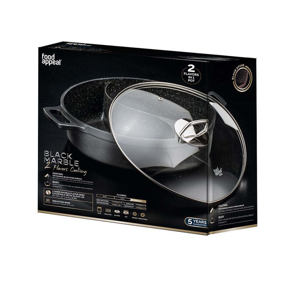 סיר מחולק 30 ס"מ 5.7 ליטר דופן ישרה BLACK MARBLE