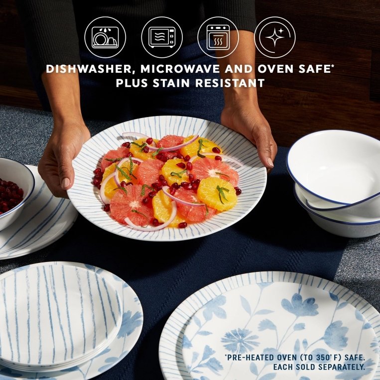 סט צלחות 18 חלקים , דגם Botanical Stripes פסים CORELLE קורנינג