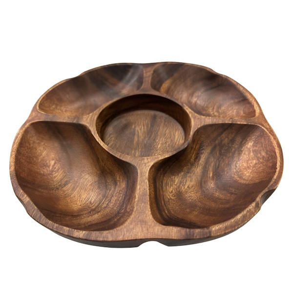 צלחת עץ מחולקת 5 תאים 25 ס"מ CutterPeeler