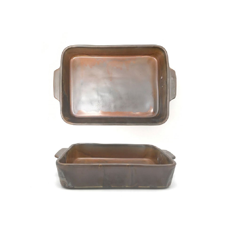 תבנית מלבנית 29 ס"מ - דגם נחושת חימר חום