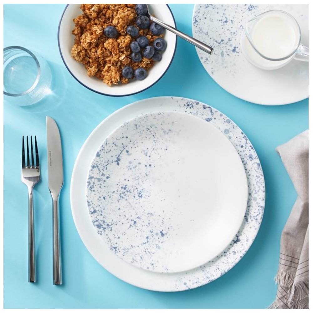 סט צלחות 18 חלקים ,Indigo Speckle מבית CORLEE קורנינג